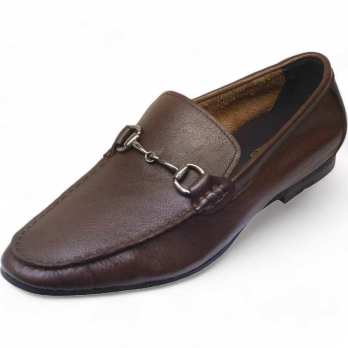 MEN CASUAL SLIP ON SHOES WITH BUCKLE LEATHER LOAFERS